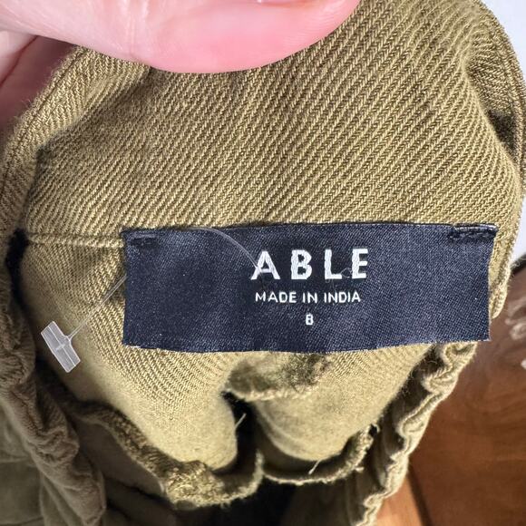 Able Pant Women 8 Olive Green Linen Blend Charlie Tapered Sustainable Lagenlook - Picture 8 of 10